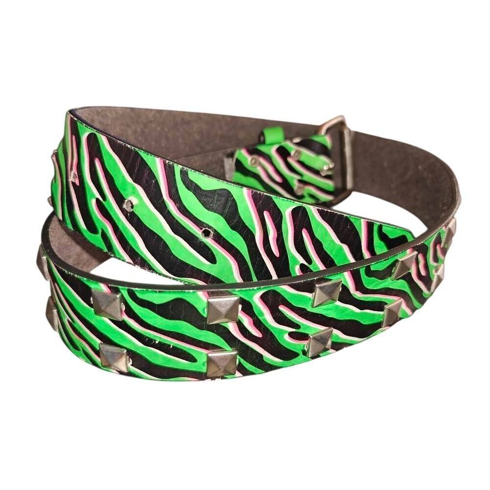 Y2k Neon Grunge Vtg Zebra Pattern Belt